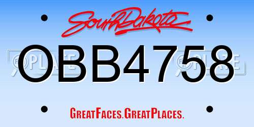OBB4758 South Dakota License Plate