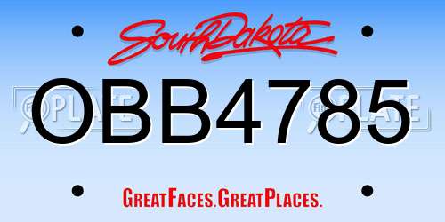 OBB4785 South Dakota License Plate