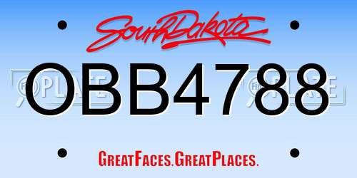 OBB4788 South Dakota License Plate
