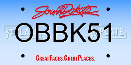 OBBK51 South Dakota License Plate
