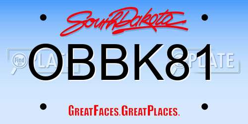 OBBK81 South Dakota License Plate
