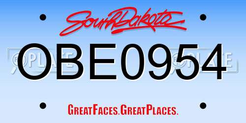 OBE0954 South Dakota License Plate