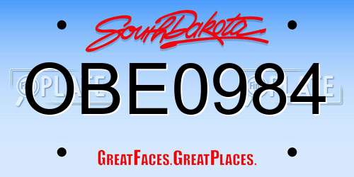 OBE0984 South Dakota License Plate