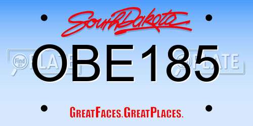 OBE185 South Dakota License Plate