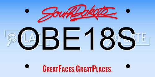OBE18S South Dakota License Plate