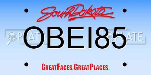OBEI85 South Dakota License Plate