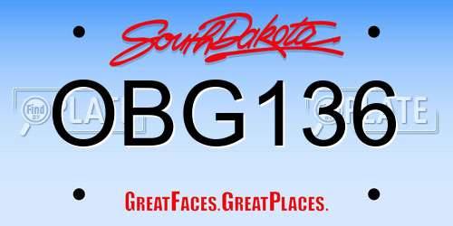 OBG136 South Dakota License Plate