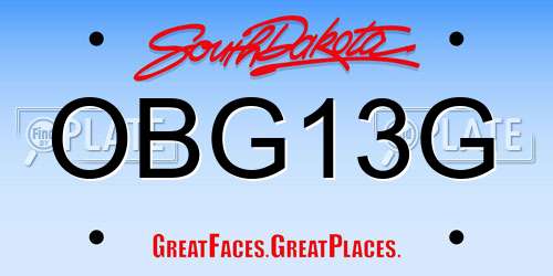 OBG13G South Dakota License Plate