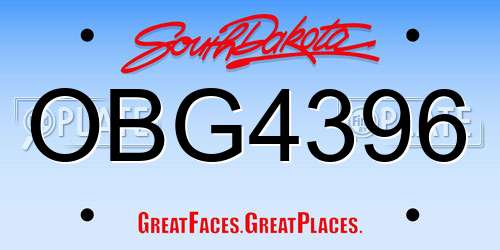 OBG4396 South Dakota License Plate