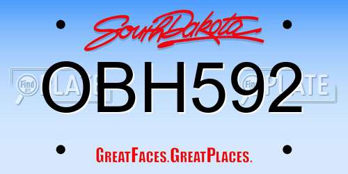 OBH592 South Dakota License Plate