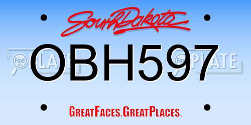 OBH597 South Dakota License Plate