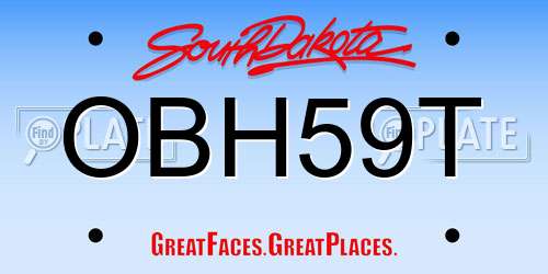 OBH59T South Dakota License Plate