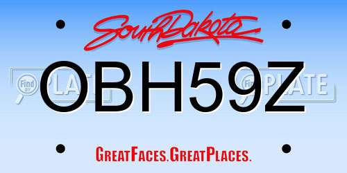 OBH59Z South Dakota License Plate