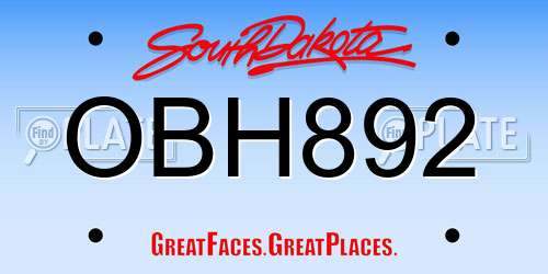 OBH892 South Dakota License Plate
