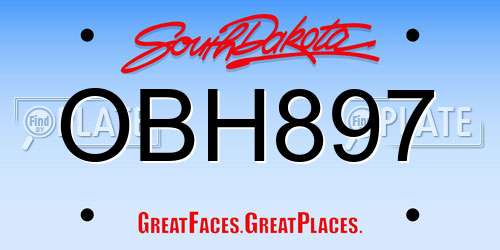 OBH897 South Dakota License Plate