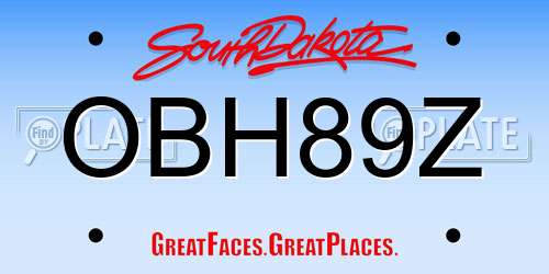 OBH89Z South Dakota License Plate