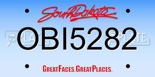 OBI5282 South Dakota License Plate