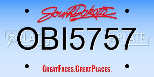 OBI5757 South Dakota License Plate