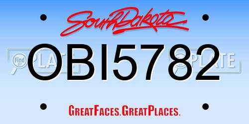 OBI5782 South Dakota License Plate