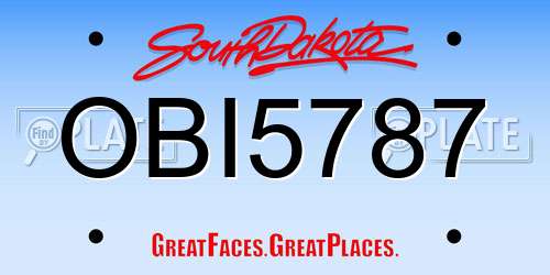 OBI5787 South Dakota License Plate