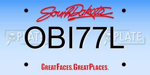 OBI77L South Dakota License Plate