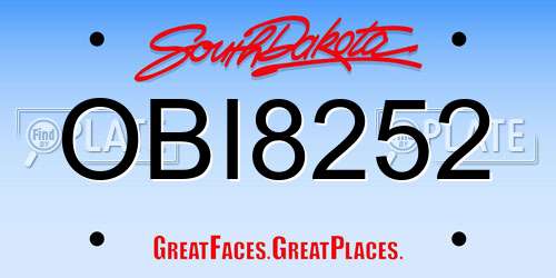 OBI8252 South Dakota License Plate
