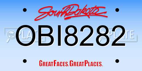 OBI8282 South Dakota License Plate