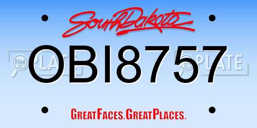 OBI8757 South Dakota License Plate