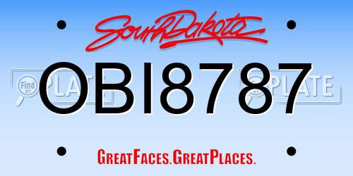 OBI8787 South Dakota License Plate
