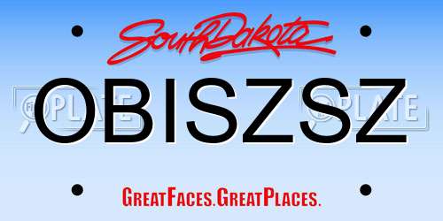OBISZSZ South Dakota License Plate