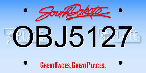 OBJ5127 South Dakota License Plate