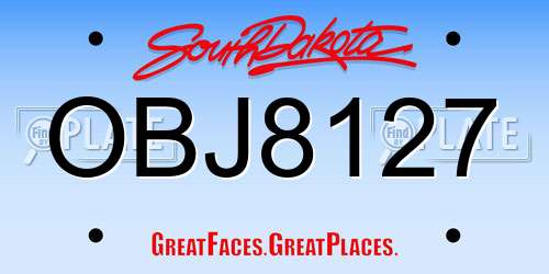 OBJ8127 South Dakota License Plate