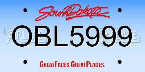 OBL5999 South Dakota License Plate