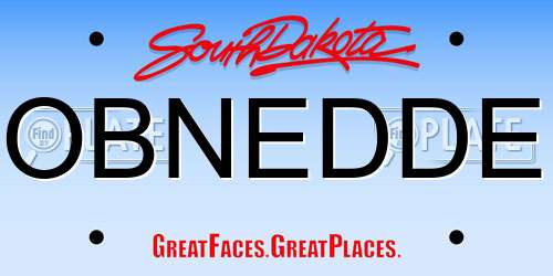 OBNEDDE South Dakota License Plate