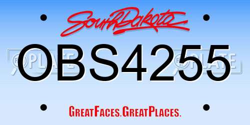 OBS4255 South Dakota License Plate