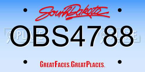 OBS4788 South Dakota License Plate