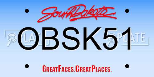 OBSK51 South Dakota License Plate