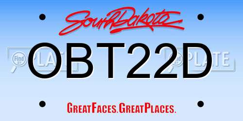 OBT22D South Dakota License Plate