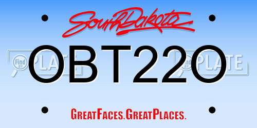 OBT22O South Dakota License Plate