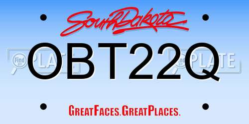 OBT22Q South Dakota License Plate