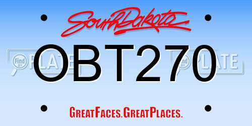 OBT270 South Dakota License Plate