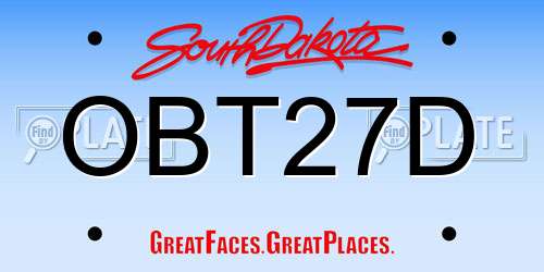 OBT27D South Dakota License Plate