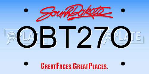 OBT27O South Dakota License Plate