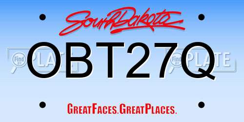 OBT27Q South Dakota License Plate