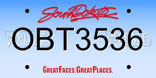 OBT3536 South Dakota License Plate