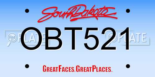 OBT521 South Dakota License Plate