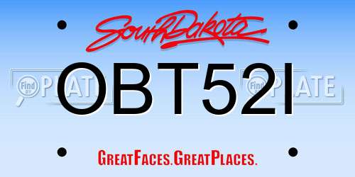 OBT52I South Dakota License Plate
