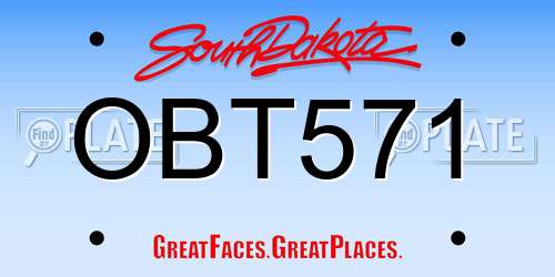 OBT571 South Dakota License Plate