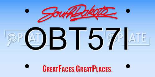 OBT57I South Dakota License Plate
