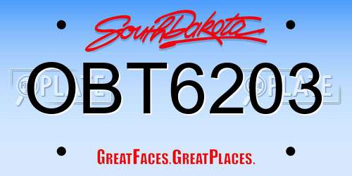 OBT6203 South Dakota License Plate